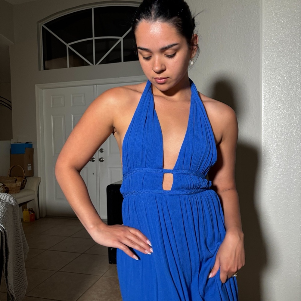 Vibrant Blue Halter Dress